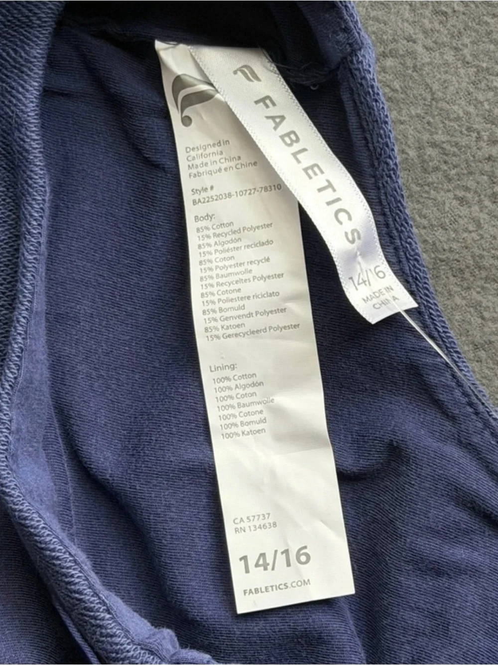 Girls NWT Yitty by Fabletics Mini Nala Fleece Bra XL 14/16 Deep Cobalt Blue